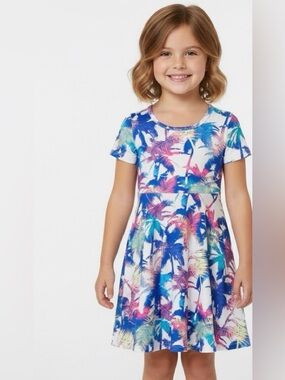 🌴 Colorful Girls Palm Tree Dress 👗 Size 6 | Fun & Vibrant!